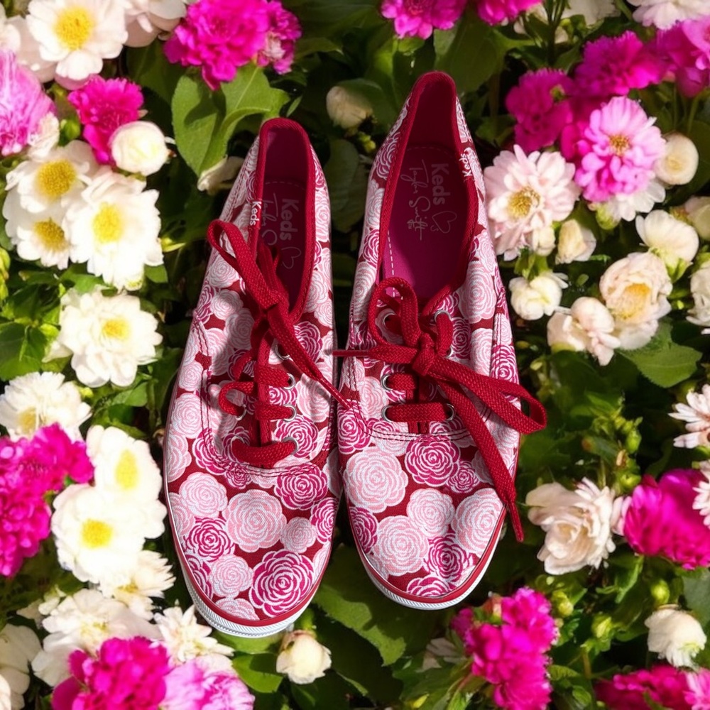 Taylor Swift by Keds Red and White Sneakers Vibrant Casual Style